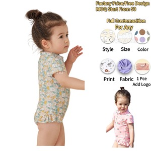 Maillot de bain pour bébé fille, col rond, manches courtes, motif floral/fraise, en <span class=keywords><strong>nylon</strong></span>, tendance été, faible MOQ, personnalisable en usine - Product Image 1