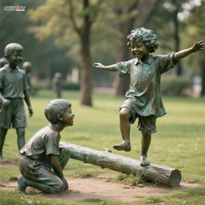 Vente personnalisée Grande statue en laiton pour <span class=keywords><strong>enfants</strong></span> en métal coulé à <span class=keywords><strong>la</strong></span> main, grandeur nature, sculpture en bronze pour <span class=keywords><strong>enfants</strong></span>, parc urbain, paysage décoratif - Product Image 4