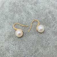 Nouveau luxe élégant Design 18K véritable or pur eau douce 8.0mm perle boucles d'oreilles pour les femmes mariage fiançailles Au750 or jaune