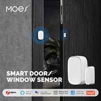 MOES Tuya ZigBee Détecteur de contact pour porte et fenêtre Smart Home Détecteur de porte ouverte/fermée sans fil Fonctionne avec Alexa Google Home
