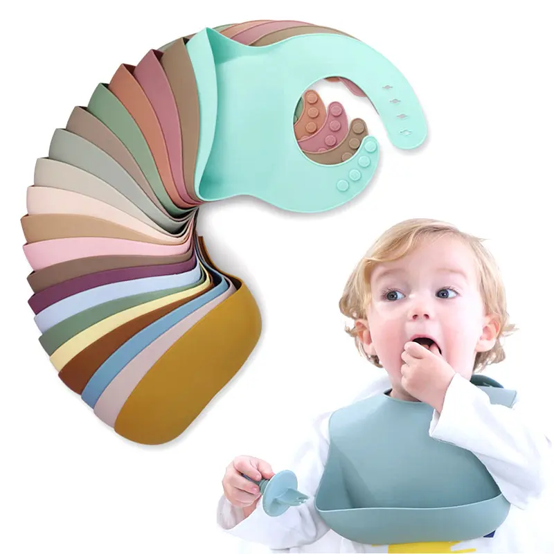 Bavoirs en silicone pour enfants, couleur bonbon, vaisselle étanche pour le petit déjeuner des tout-petits