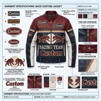 Chaqueta de Motociclista de Cuero Vacuno de Primera Calidad OEM, Personalizada con Apliques Gráficos Simétricos de Doble Leopardo y Bordados
