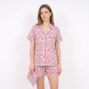 Tissu 100% coton pur imprimé à la main, vêtements de nuit classiques pour femmes, respirant, séchage rapide, doux, luxe d'été, cadeau parfait - Product Image 1