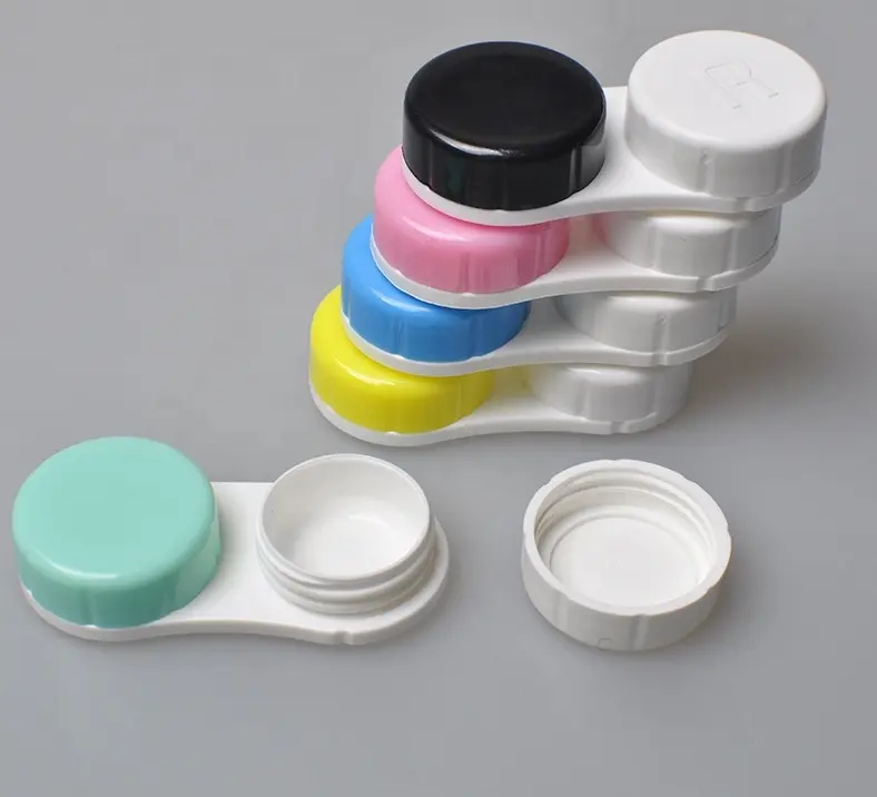 Lentilles de contact colorées étui en plastique Portable bon marché étuis à lentilles de contact étui en plastique coloré de haute qualité