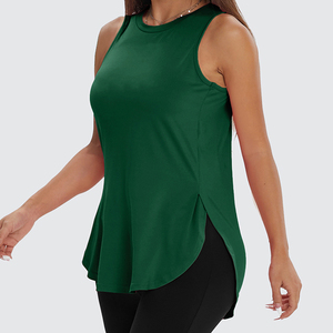 เสื้อกั๊กแขนกุดโลโก้แบบปรับแต่งได้สำหรับผู้หญิงพร้อมช่องด้านข้างสำหรับใส่เล่นกีฬาในฤดูร้อนสำหรับวิ่งโยคะ - Product Image 6