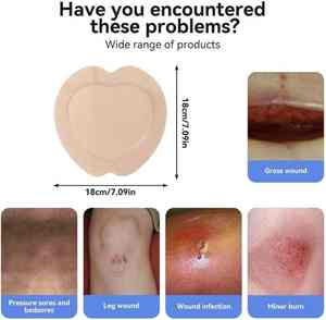 Patch en silicone auto-adhésif en forme de coeur 18cm x 18cm pour escarres de lit pansement en mousse de silicone couleur peau - Product Image 2