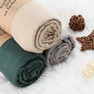 Customized Best Price 100% Organic Cotton Blanket 70% Bamboo 30% Cotton Soft Wrap Swaddle Baby Muslin Blanket For Newborns
