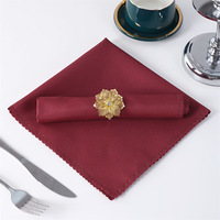 Serviettes de table carrées en tissu polyester réutilisables, couleur unie, pour hôtel, restaurant, mariage, vente en gros