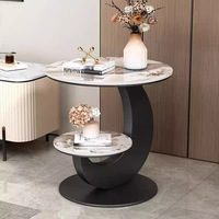 Table d'appoint moderne de luxe à double plateau en pierre, petite table basse pour salon, salle à manger, balcon, chambre à coucher, table de chevet