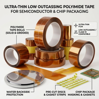 Bande adhésive ultra-fine en polyimide à faible émission de gaz pour le traitement des plaquettes semi-conductrices, l'emballage des puces, les disques adhésifs Kapton et les bandes d'étanchéité