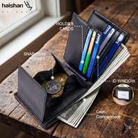 Dompet Kulit Pria Multifungsi Kasual Kapasitas Besar dengan Kantong Koin untuk Penggunaan Sehari-hari