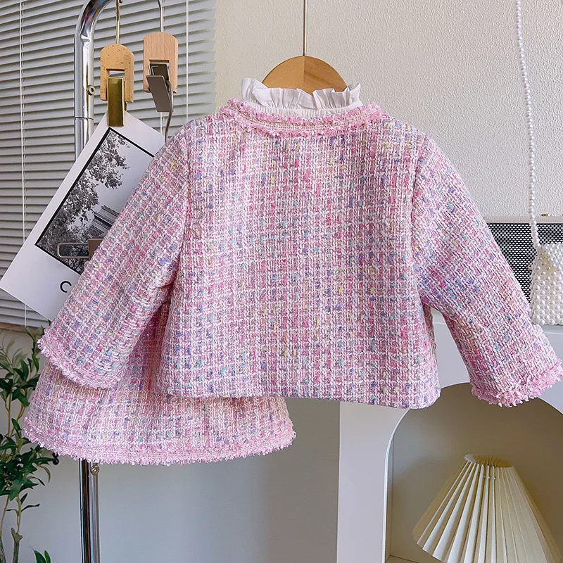 pink skirt and coat set for kids