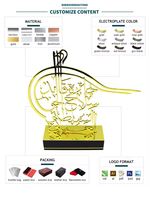 Conception haut de gamme d'artisanat en métal avec logo gravé en 3D, cadeaux d'affaires personnalisés, ornements de trophée en métal