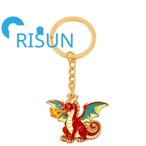 Porte-clés en métal 3D <span class=keywords><strong>Dragon</strong></span> Doré en gros, personnalisé, mignon, dessin animé, anime, fantaisie sombre, démon, <span class=keywords><strong>dragon</strong></span> volant, émail - Product Image 4