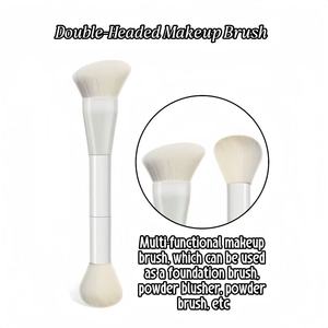 Double End Angled Foundation Blush Makeup Brush White Plastic Handle Concealer Face Professional Cosmetic Beauty Brush - Product Image 5