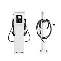 Nouvelle borne de recharge pour véhicules électriques 7kW/14kW, norme nationale, intelligente, simple/double prise, 32A, blanc ivoire, chargeur AC à poser au sol