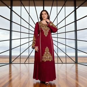 Robe Abaya en polyester de luxe sur mesure, élégante, pour les fêtes, avec strass thermocollants, pour femmes musulmanes - Product Image 4