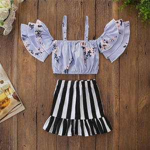 ชุดเสื้อผ้าเด็ก E2woo 2022 รุ่นใหม่สำหรับฤดูร้อน คุณภาพสูง เสื้อสายเดี่ยวลายทางสำหรับเด็กผู้หญิง ชุดเสื้อผ้าสองชิ้น - Product Image 2