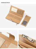 Dompet Wanita Panjang dari Kulit PU Model Spliced, Kapasitas Besar dengan Banyak Slot Kartu, Lapisan Poliester