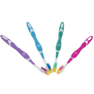 Toothbrush supplier china high quality adult manual toothbrush with colorful rubber hot sale dental brush