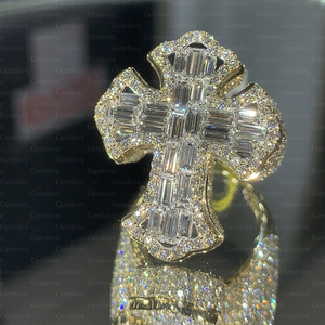 แหวนทองไขว้สไตล์ฮิปฮอป14K/18K สำหรับผู้ชายประกอบด้วยเพชรที่ปลูกในห้องปฏิบัติการ1.94ct สีเขียวมรกตเหมาะสำหรับงานปาร์ตี้ - Product Image 2