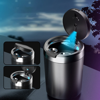 Cendrier de voiture portable avec lumière LED, couvercle à ouverture automatique, cendrier sans fumée, doublure intérieure en acier inoxydable pour porte-gobelet de voiture