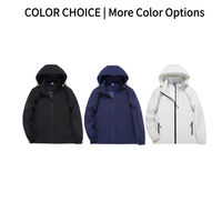 Veste softshell imperméable bleu marine à capuche coupe-vent unisexe zippée légère pour le voyage