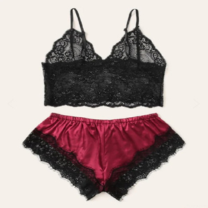 Conjunto de Lencería Sexy de Encaje Fino para Mujer, Pijama, Ropa de Dormir, Regalo de San Valentín, Fibra de Poliéster - Product Image 5