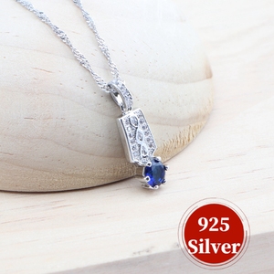 ชุดเครื่องประดับแซฟไฟร์สีฟ้าเงินสเตอร์ลิง925สำหรับเจ้าสาวชุดสร้อยคอสำหรับงานแต่งงานทำจากเพทายโทแพซสีขาว - Product Image 6