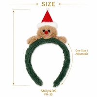 Ensemble de serre-têtes de Noël personnalisés Shily&OS : Serre-tête en forme de bois de renne, chapeau d'elfe en raphia, cerceau à cheveux en peluche orné de strass et de paillettes – Vente en gros