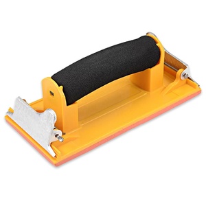 Bloc de ponçage manuel jaune avec poignée en éponge confortable, <span class=keywords><strong>ponceuse</strong></span> portative pour le ponçage des murs et du bois, disque <span class=keywords><strong>abrasif</strong></span> en oxyde d'aluminium de granulométrie moyenne - Product Image 1