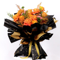 Nouveau Offre Spéciale vente en gros papier d'emballage imperméable double couleur de fleur de point d'or pour emballage de cadeau de Bouquet