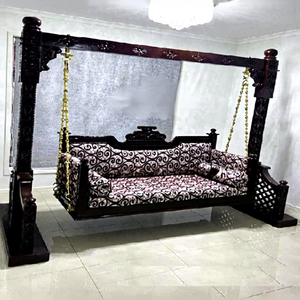 Columpio de Madera de Teca de Diseño Moderno y Elegante con Acabado en Nogal, Hecho a Mano para Sala de Estar, Compre Columpio/Jhula de Madera de Teca para el Hogar en el Reino Unido - Product Image 1
