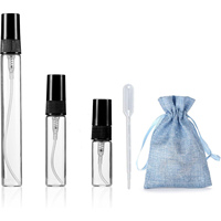 Mini Botella de Perfume Vacía de 2, 3 y 5 ml, Frasco de Vidrio con Cuello Prensado y Pulverizador, Transparente, con Serigrafía