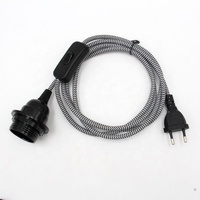Cable de alimentación europeo DIY con interruptor, portalámparas E27 de baquelita con anillo para pantalla de lámpara, para colgar la lámpara