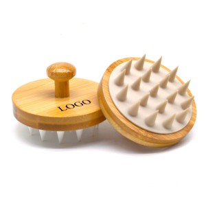 Bambus Silikon Borsten Shampoo Pinsel Rundkopf Haarwuchs Kopfhaut <span class=keywords><strong>Massage</strong></span> Bürsten - Product Image 3