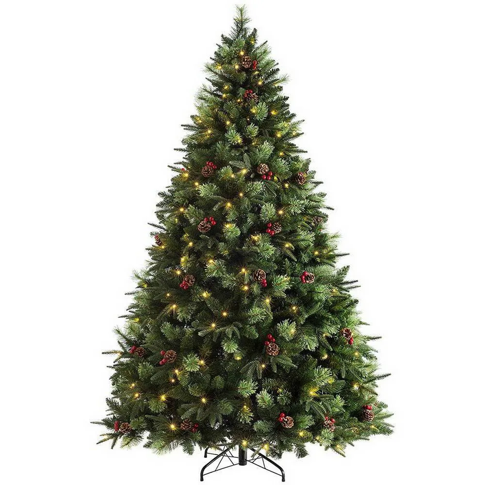 <span class=keywords><strong>شجرة</strong></span> كريسماس داخلية فاخرة من بولي كلوريد الفينيل + مفصلية مختلطة من مادة بولي فينيل كلوريد ومضيئة مسبقًا باللون الأخضر