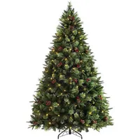 Green Pre-Lit Pvc + Huisdier Gemengde Scharnierende Luxe Indoor Kerstboom
