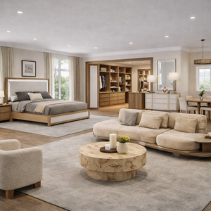Ensembles de meubles de chambre à coucher modernes de luxe avec bois massif et cuir pour la personnalisation de toute la maison, villas, appartements, hôtels (taille King) - Product Image 6