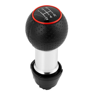 Pommeau de levier de vitesse en cuir noir, 5 vitesses, ergonomique, pour véhicules Audi Volkswagen, alésage de 12mm - Product Image 1