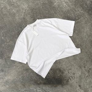 T-shirt unisexe en coton respirant à col rond surdimensionné de qualité supérieure en gros, 250 g/m², poids lourd, coupe ajustée, uni - Product Image 2