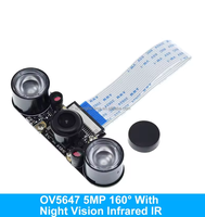 Kamera Fisheye Visi Malam Raspberry Pi 4 5MP OV5647 70/95/160 Derajat Focal Adjustable untuk Raspberry Pi