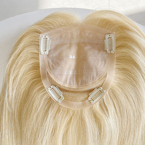 Cheveux Remy bruts 5x6,5 pouces # RH23/1001 Système de remplacement capillaire invisible avec base en soie couleur blonde, prêt à être expédié - Product Image 2