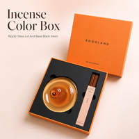 Coffret d'encens haut de gamme avec couvercle et base, plat en verre ambré, insert noir, personnalisable OEM