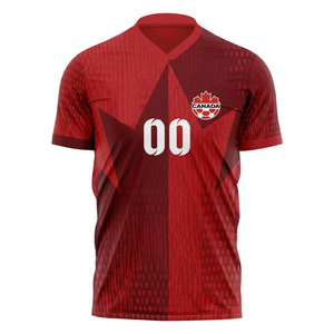 Maglia Sportiva del Canada # 00 – Maglietta da calcio rossa scura con design a stella e stemma - Product Image 1
