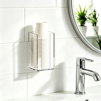 Distributeur de gobelets mural en acrylique transparent, support de rangement pour gobelets en papier jetables, pour salle de bain, cuisine, station café