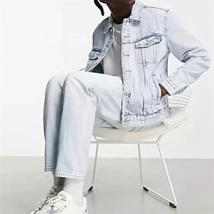 Veste vintage personnalisée <span class=keywords><strong>en</strong></span> <span class=keywords><strong>jean</strong></span> manteau bombardier <span class=keywords><strong>en</strong></span> denim veste zippée pour hommes veste coupe-vent <span class=keywords><strong>en</strong></span> <span class=keywords><strong>jean</strong></span> vierge 100% coton de haute qualité - Product Image 3
