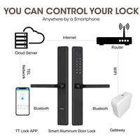 Serratura Elettronica Scorrevole in Alluminio Impermeabile Tuya WiFi Smart Home con App TTlock, Password, Carta IC, Chiave e Impronta Digitale Biometrica