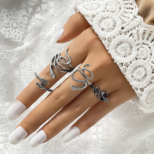 Fashionable Vintage <b>Snake</b> <b>Ring</b> Set for Women Serpent Jewelry <b>Silver</b> Color <b>Snake</b> Serpent <b>Ring</b> Piece Set - Product Image 3