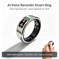 Anneau Enregistreur Vocal Portable ODM avec Transcription IA, IP68, Acier, Autonomie de la Batterie Prenant en Charge l'Enregistrement pendant 3-4 Heures
